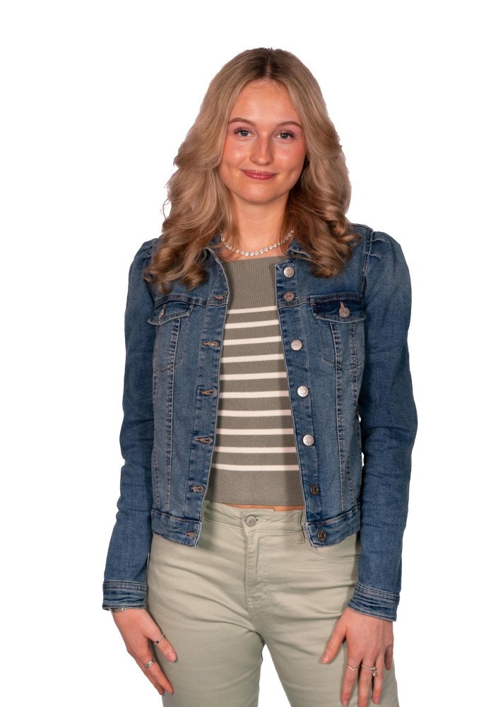 Ladies Extream Shoulder Cropped Indigo Blue Denim Jacket