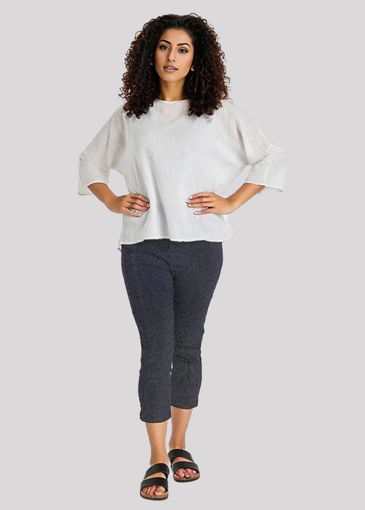 Ladies Crop Leg Polka Print Capri Pant