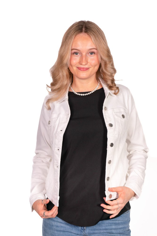 Ladies Fuller Bust Denim White Jacket
