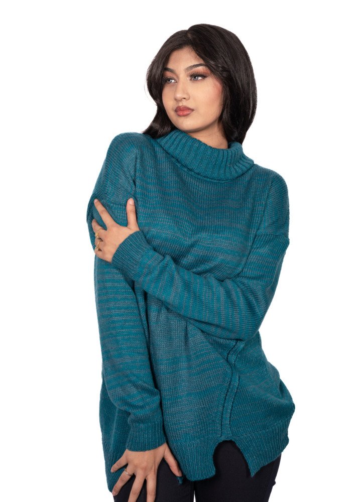 Women's Ex-store DP Roll Neck Drop Shoulder Side Pocket Pullover Jumper Sweater