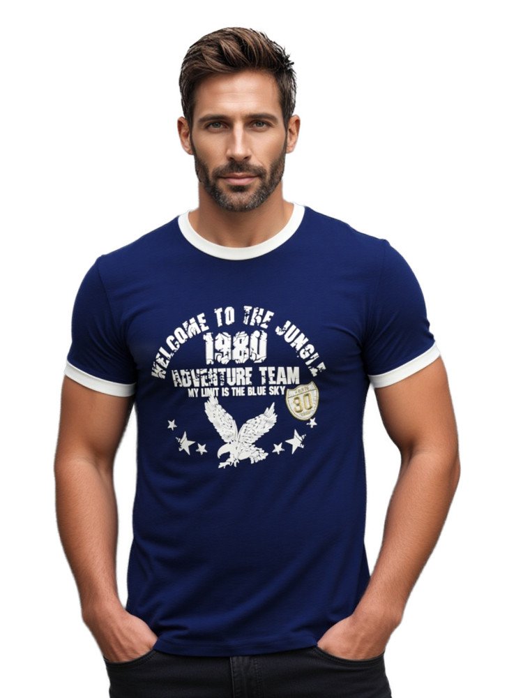 MENS AMERICAN EAGLE GRAPHICS PRINTED SSL T-SHIRT WITH RIBBED COLLAR & SLEEVE