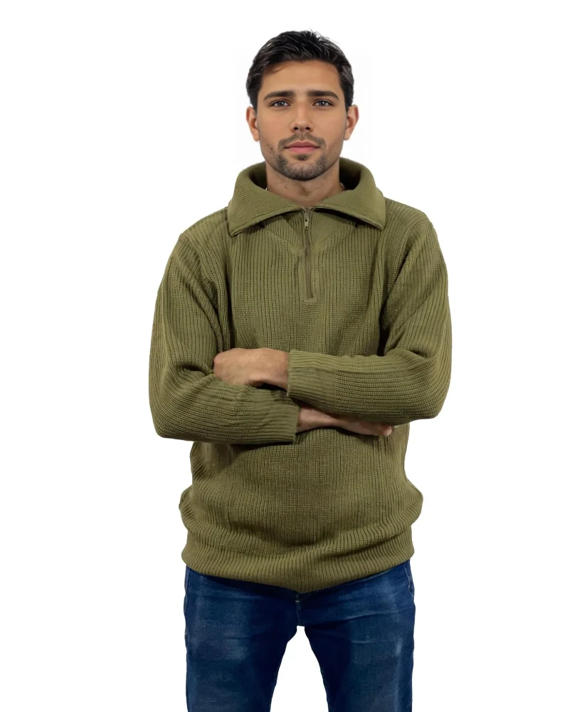 Mens Zip Funnel Neck Knitted Jumper